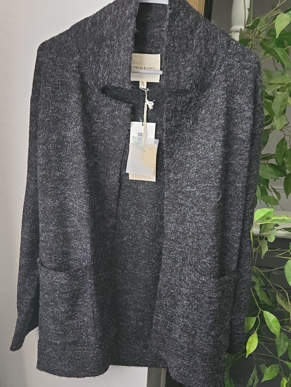 Thread & Supply Charcoal Open-Front Women's Sweater Cardigan